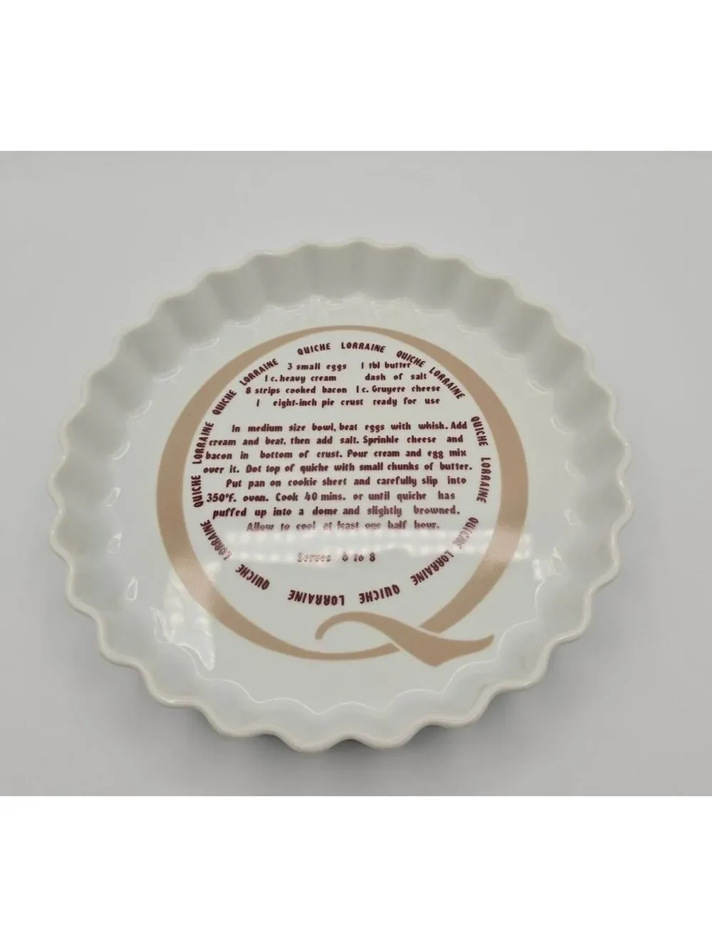 Vintage Tokan Japan Epicure Quiche Lorraine Recipe Baking Dish